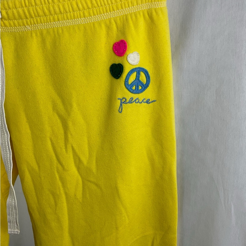 PINK Victoria's Secret Yellow  Joggers with Peace Sign - Picture 4 of 11